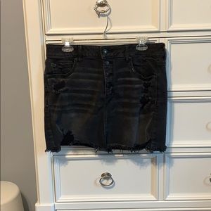 american eagle black ripped high rise skirt